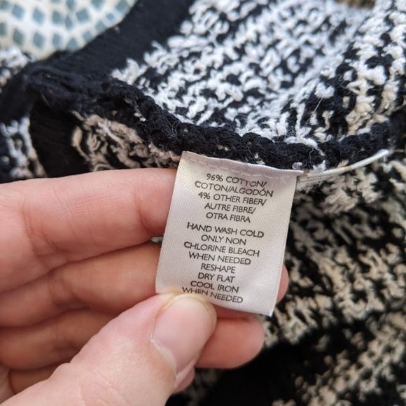 Loft Boucle Black and White Striped Cardigan Size S - Picture 7 of 9